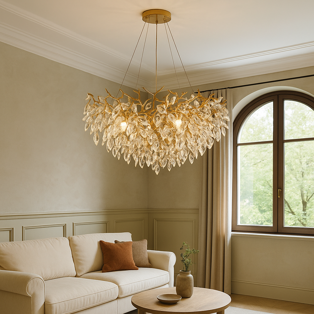 Round Crystal LED Chandelier in Modern Precision-Cut Crystals