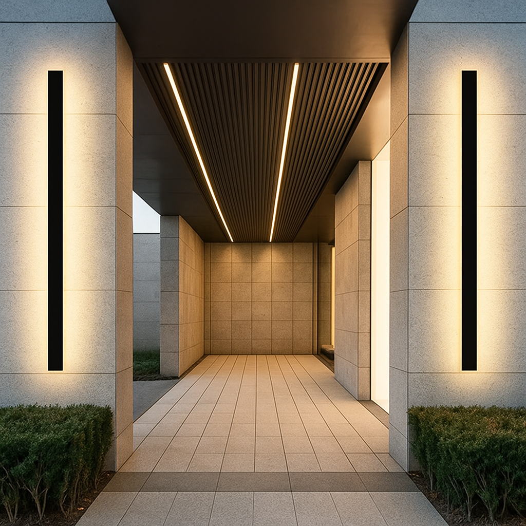 Modern LED Wall Light Slim Black Outdoor Fixture