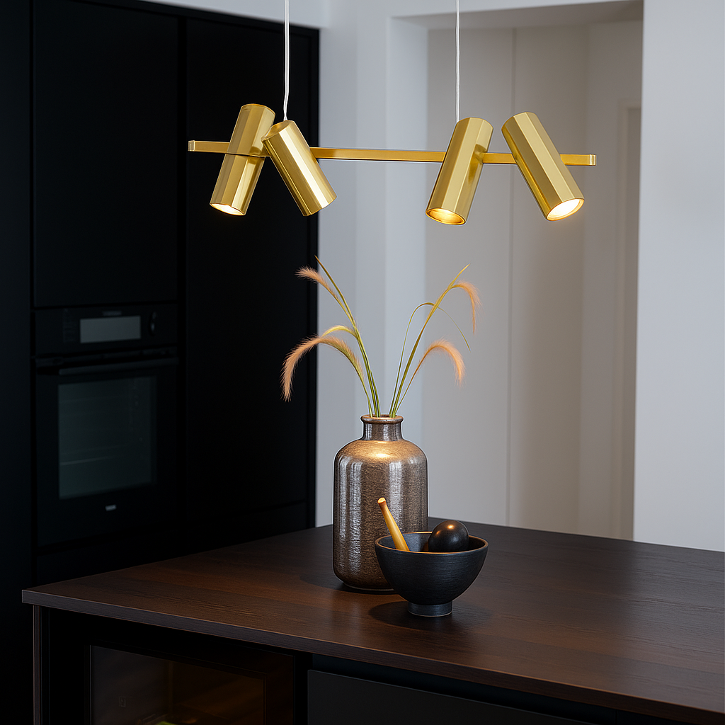 Minimalist black pendant lamp with 10-sided profile