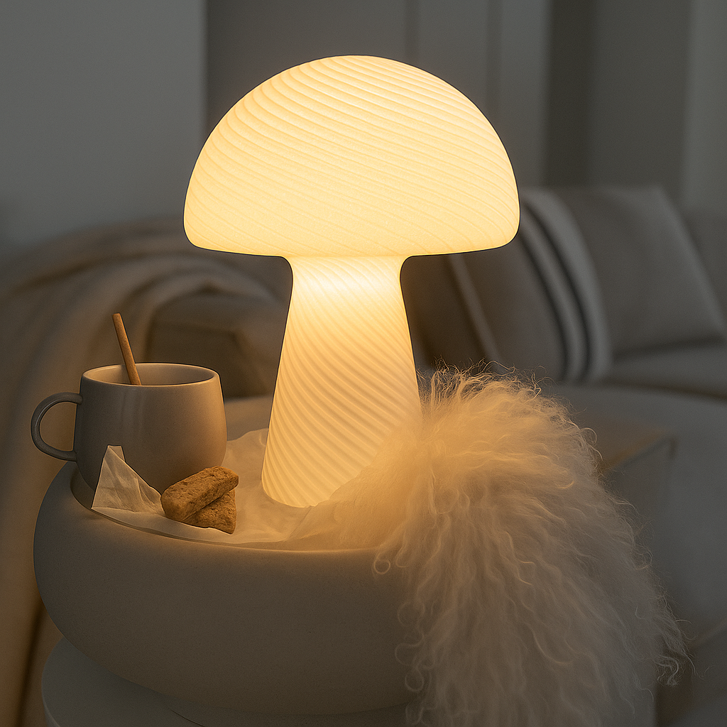 Schimmel's city table lamp with graphic stripe design