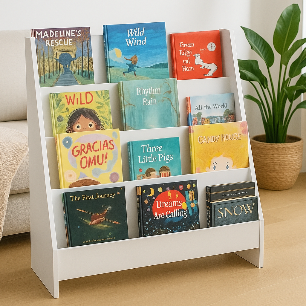 Kinderboekenrek met 4 Vakken – Zelfstandig Opruimen wordt Leuk!
