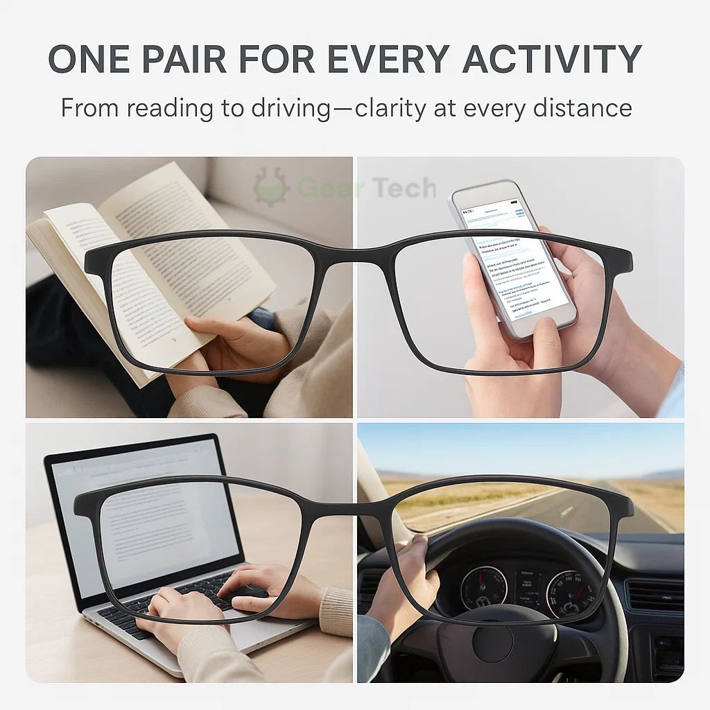 Unisex Vision Glasses All-In-One Progressive Reading and Distance Clarity
