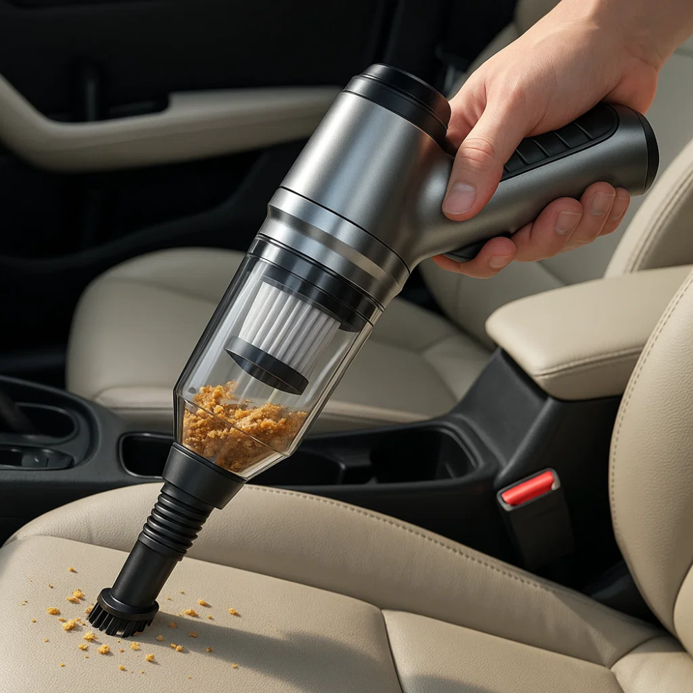 Portable Car Vacuum Cleaner Compact High-Suction Auto Cleaner with Attachments