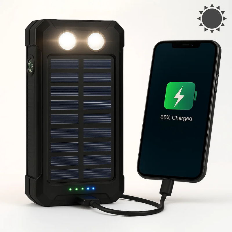 20000mAh Solar Power Bank Waterproof Portable Dual-USB Charger