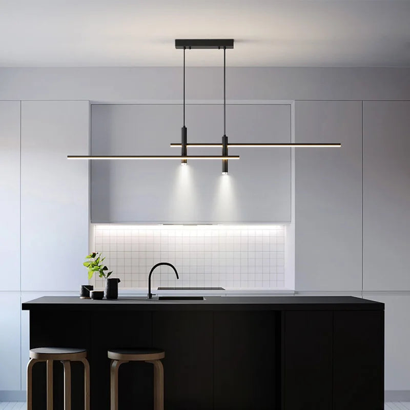 Lineaire gloed hanglamp voor boven de eettafel