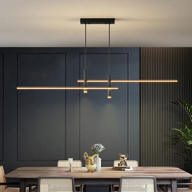Lineaire gloed hanglamp voor boven de eettafel