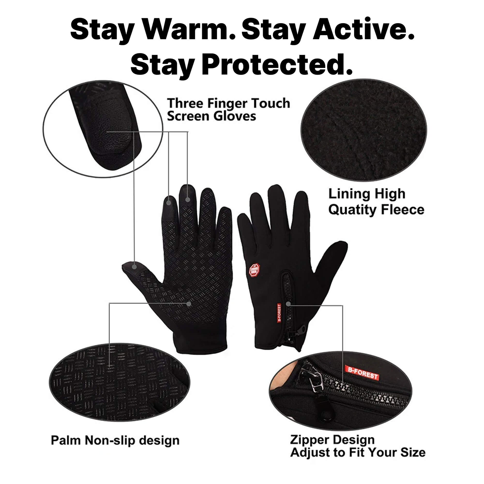 Electric Heated Winter Gloves Waterproof & Windproof Thermal Design