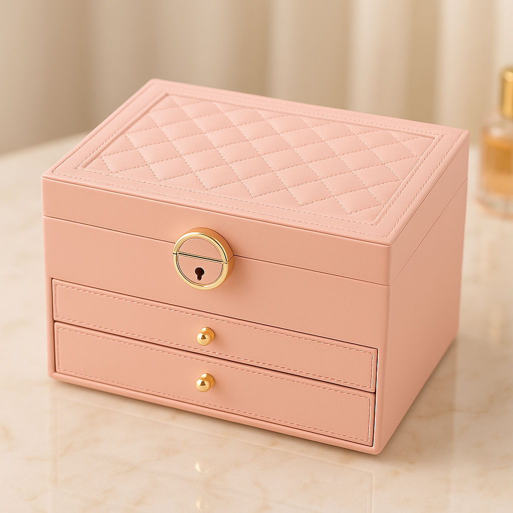 Luxury Jewelry Organizer Box Multi-Tier Storage with Drawers for Accessories