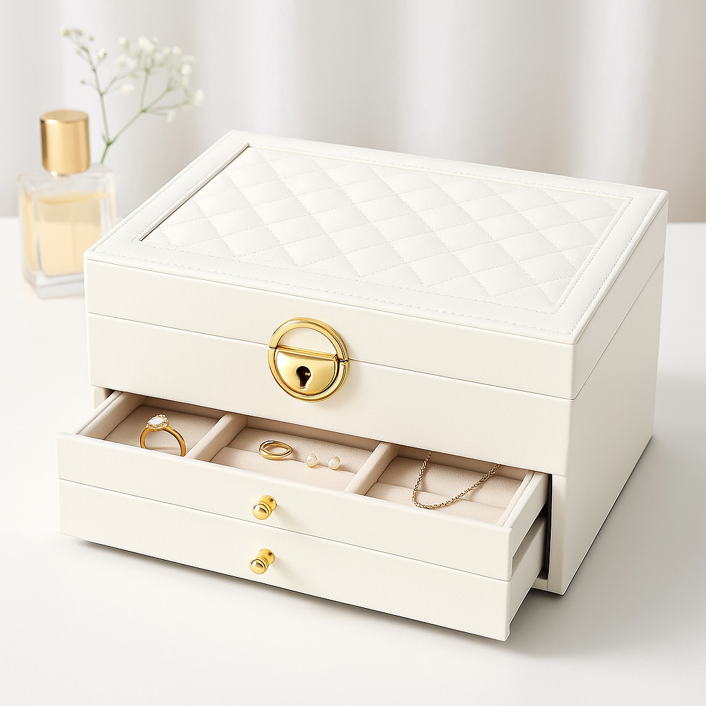 Luxury Jewelry Organizer Box Multi-Tier Storage with Drawers for Accessories