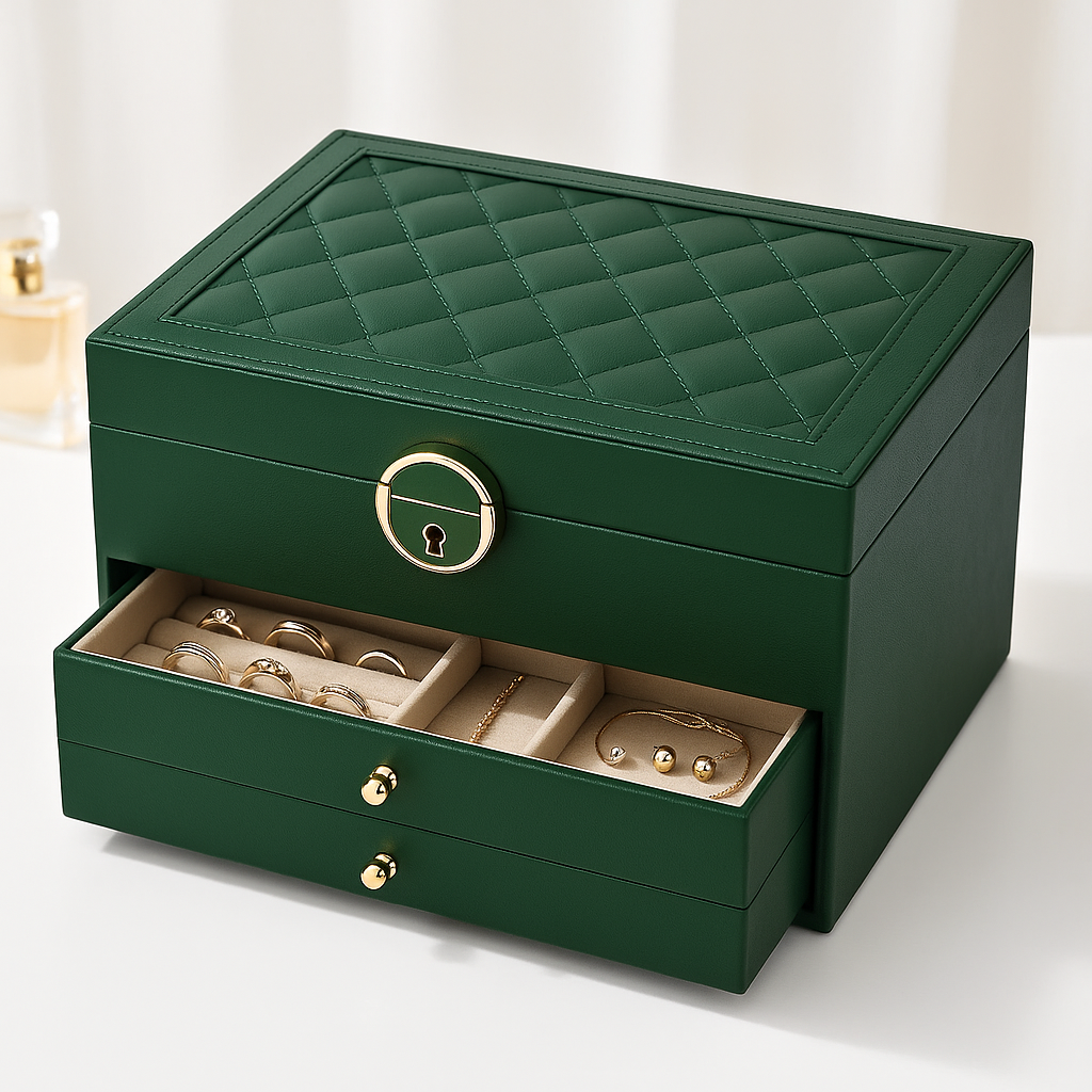 Luxury Jewelry Organizer Box Multi-Tier Storage with Drawers for Accessories