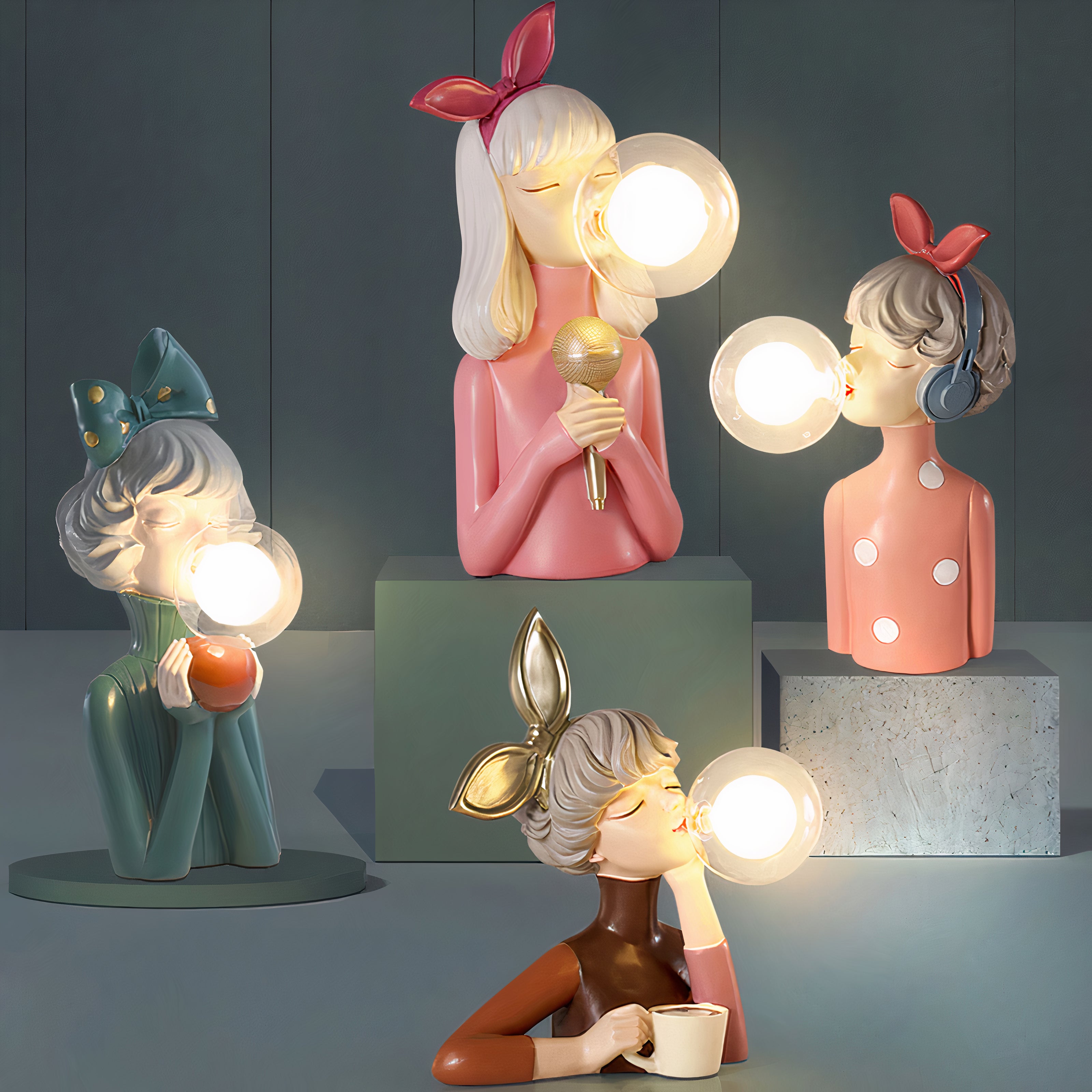 Artisan Sisters Table Lamp Elegant Handcrafted Wooden Base