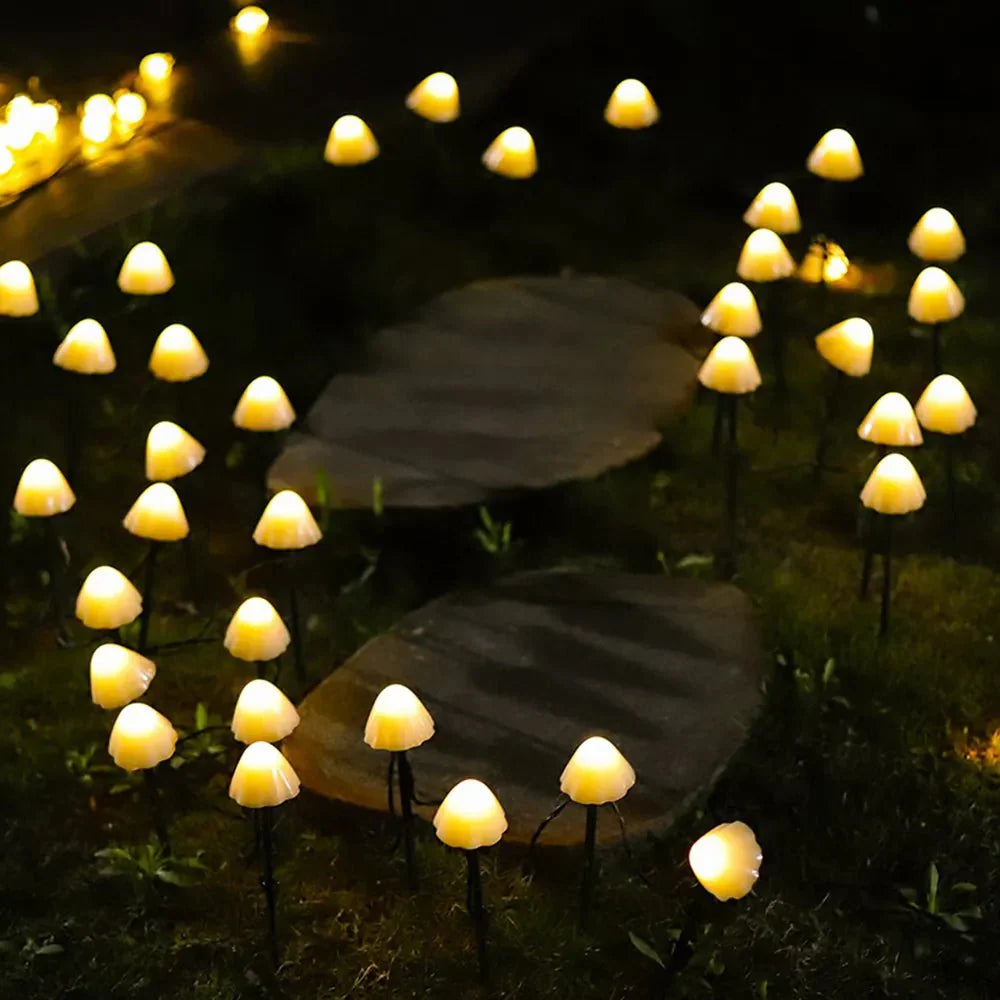 Solar Mushroom Garden Lights Weather-Resistant Outdoor LED String with Auto Sensor