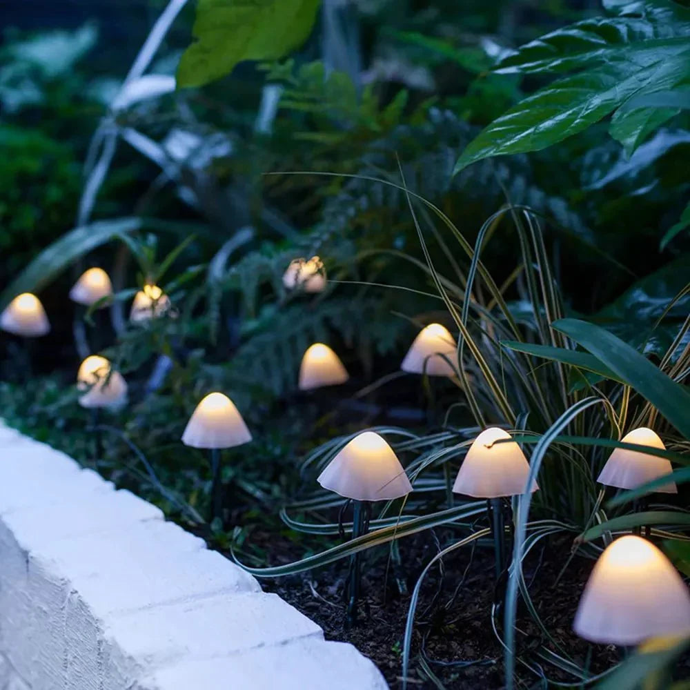Solar Mushroom Garden Lights Weather-Resistant Outdoor LED String with Auto Sensor