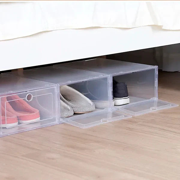 Clear Stackable Shoe Storage Boxes Space-Saving Organizer