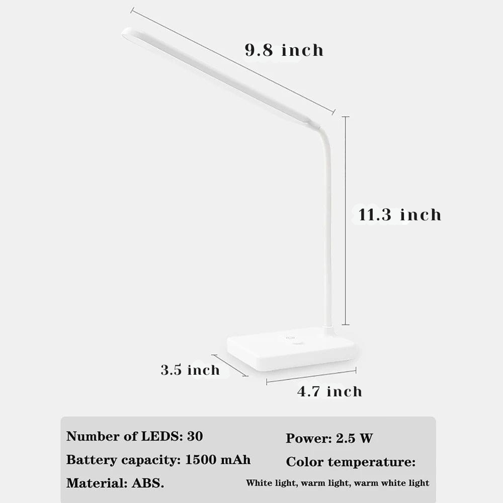 Flexible USB Rechargeable Desk Lamp Adjustable Arm & Dimmable LED
