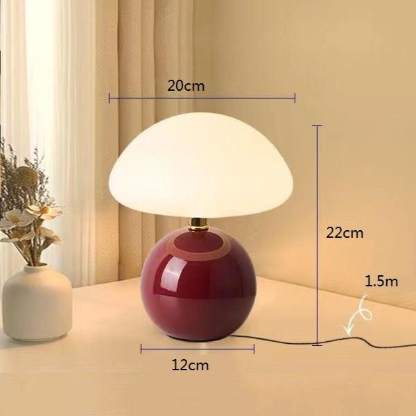 French Cream Mushroom Bedside Lamp in Retro Bauhaus Style