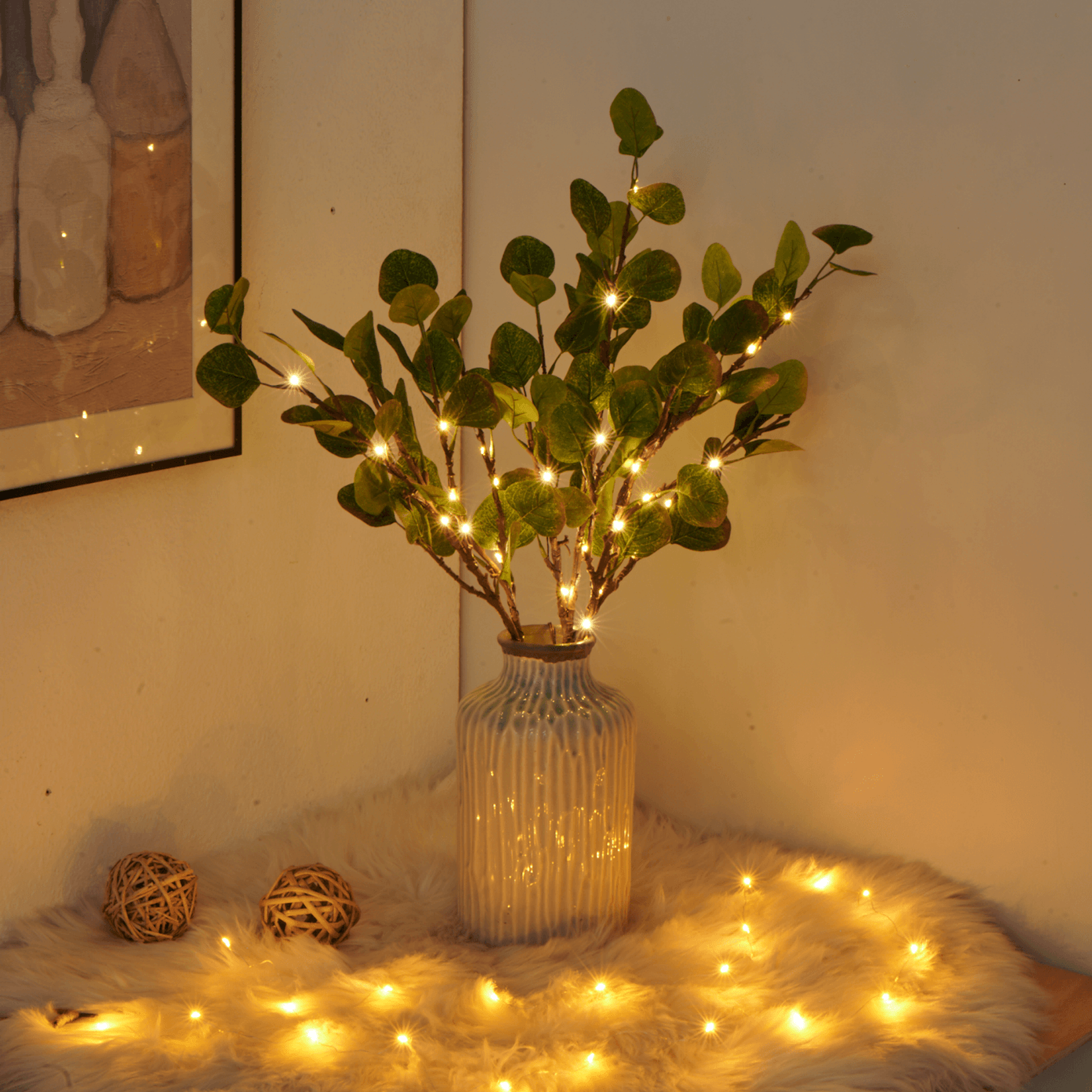 Fairy Light Olive Branch Table Lamps for Living Room