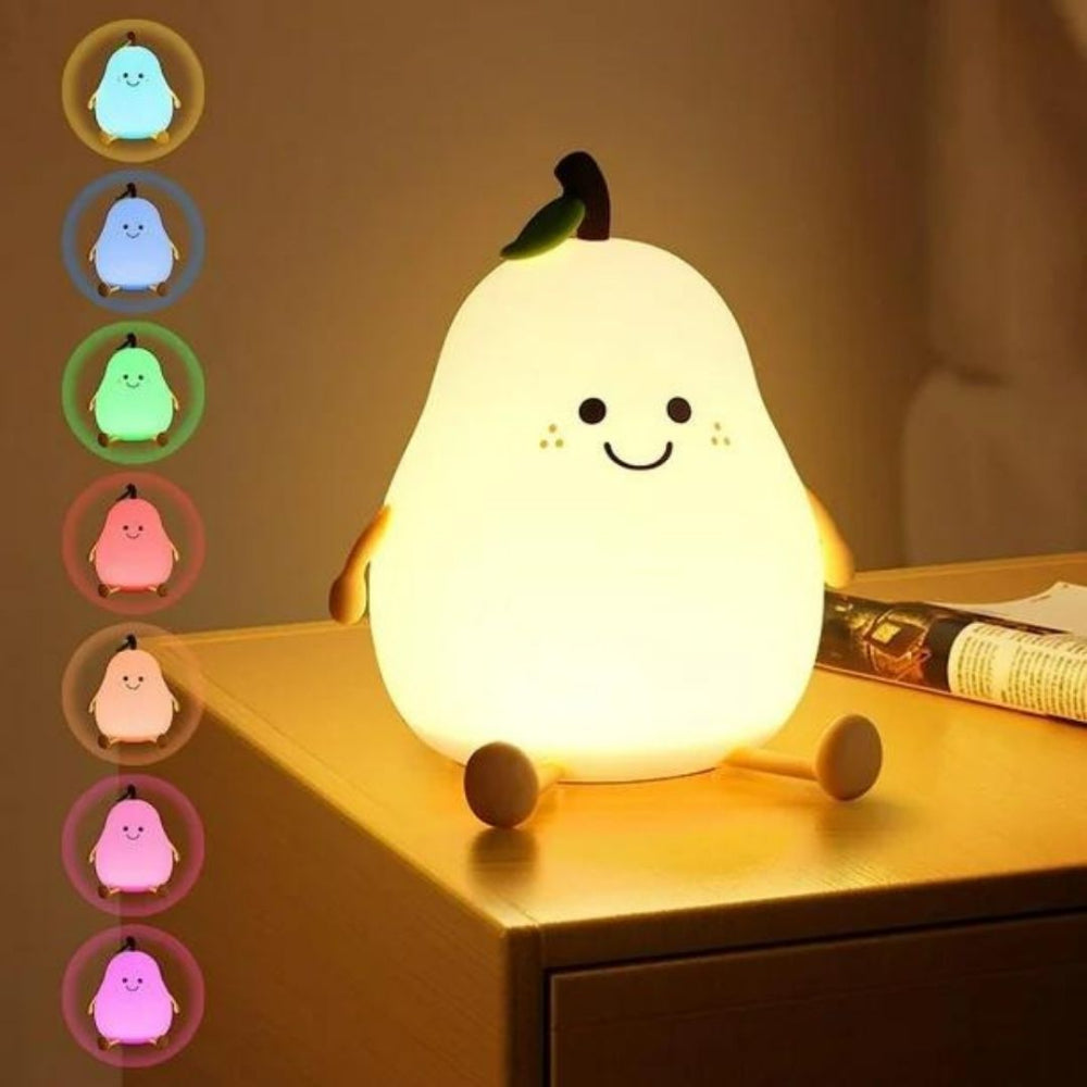 Smiling Pear Night Light Rechargeable LED Lamp for Kids & Bedroom
