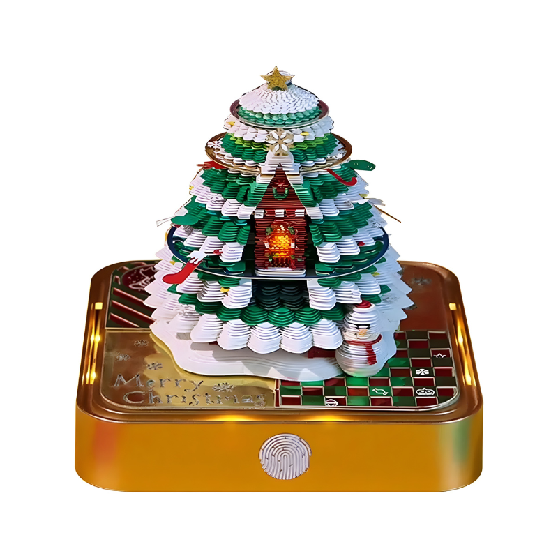 Christmas 3D Desk Calendar with LED Glow Creative Holiday Desktop Decor