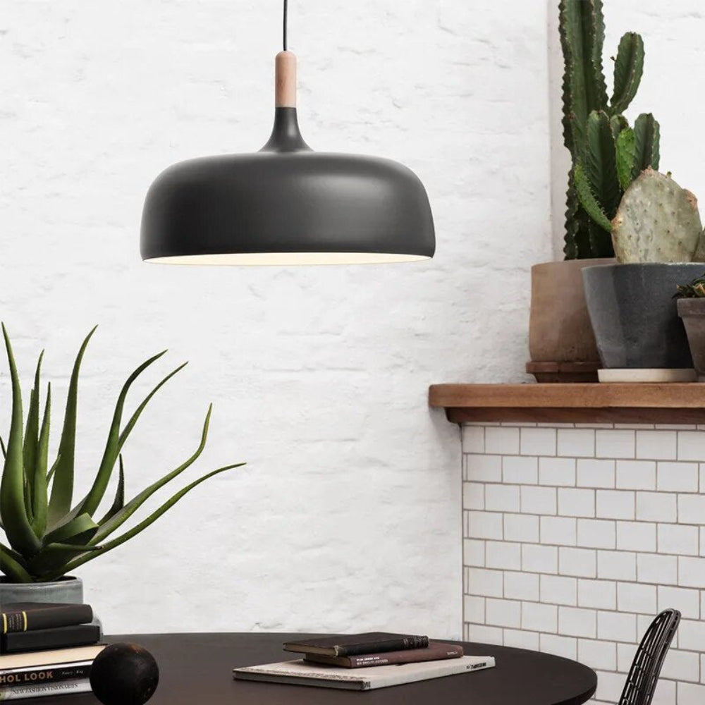 Modern LED Pendant Light – Black Dome Shade
