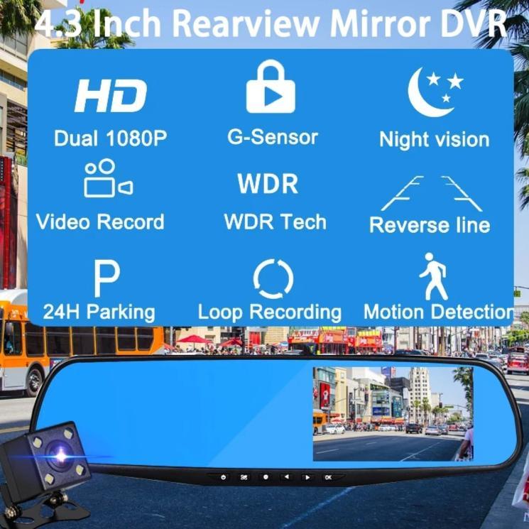 Dual Lens Car Dash Cam Front Rear Recording HD 1080P Safety System