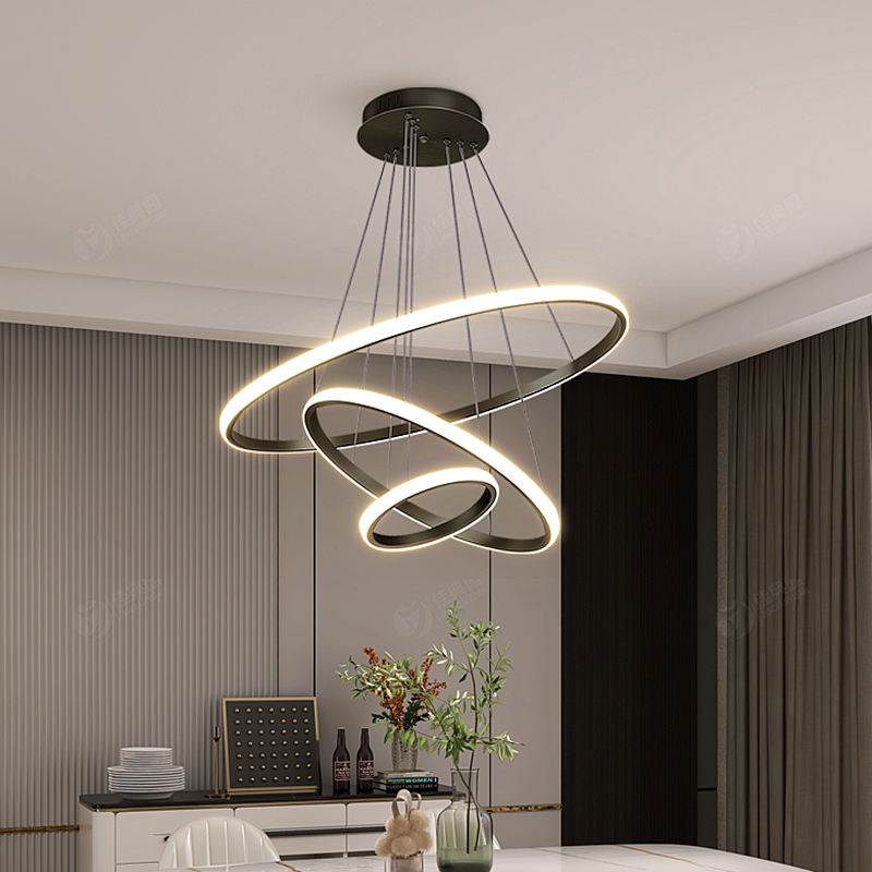 Modern Stylish Pendant Light with Adjustable 3-Ring Dimmable LED Lamp