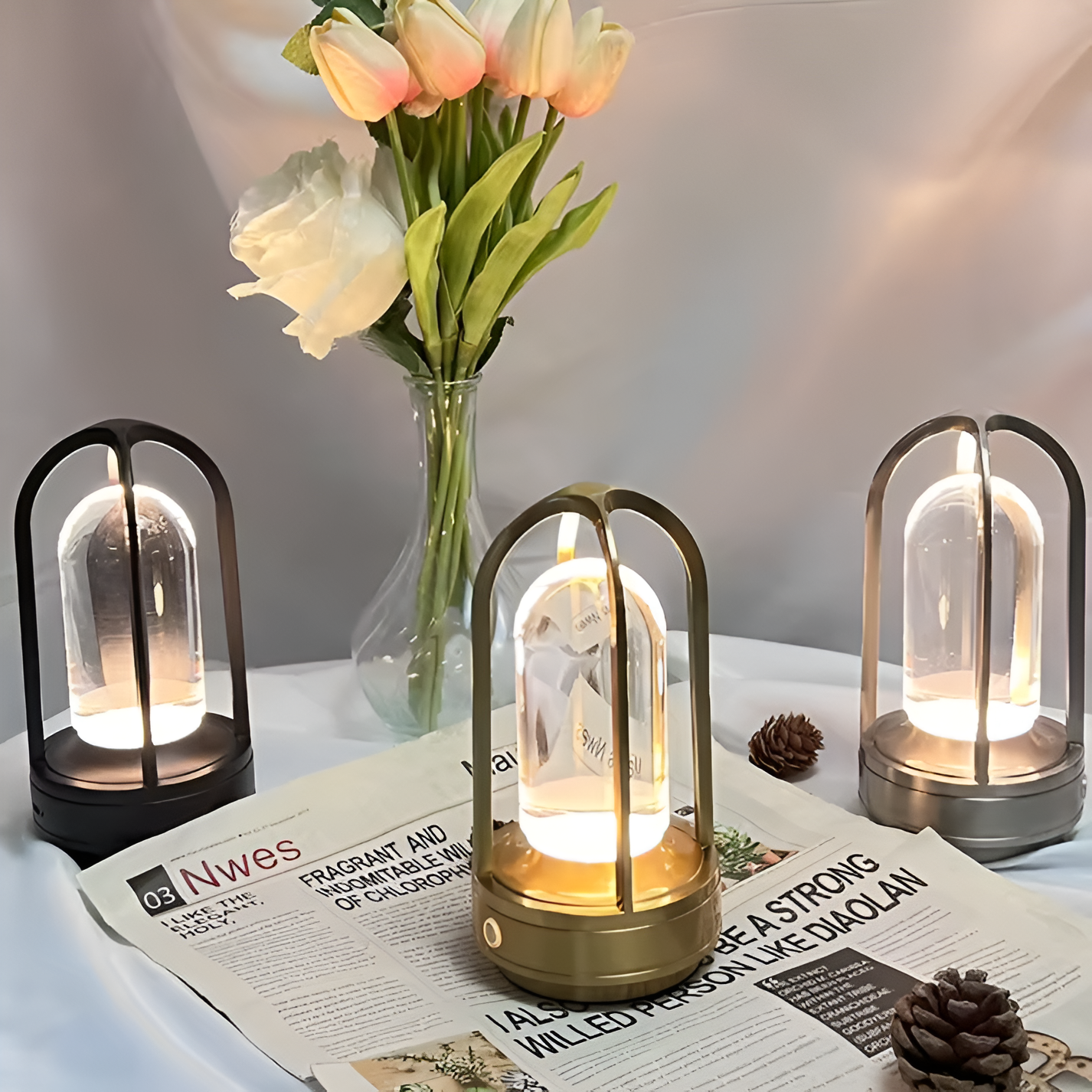 Glowora Elegant Table Lamp with Portable Arch Design