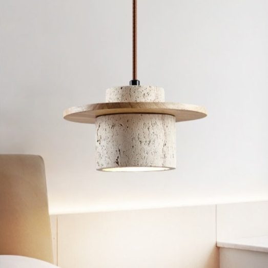 Living Room Pendant Light with Travertine Shade