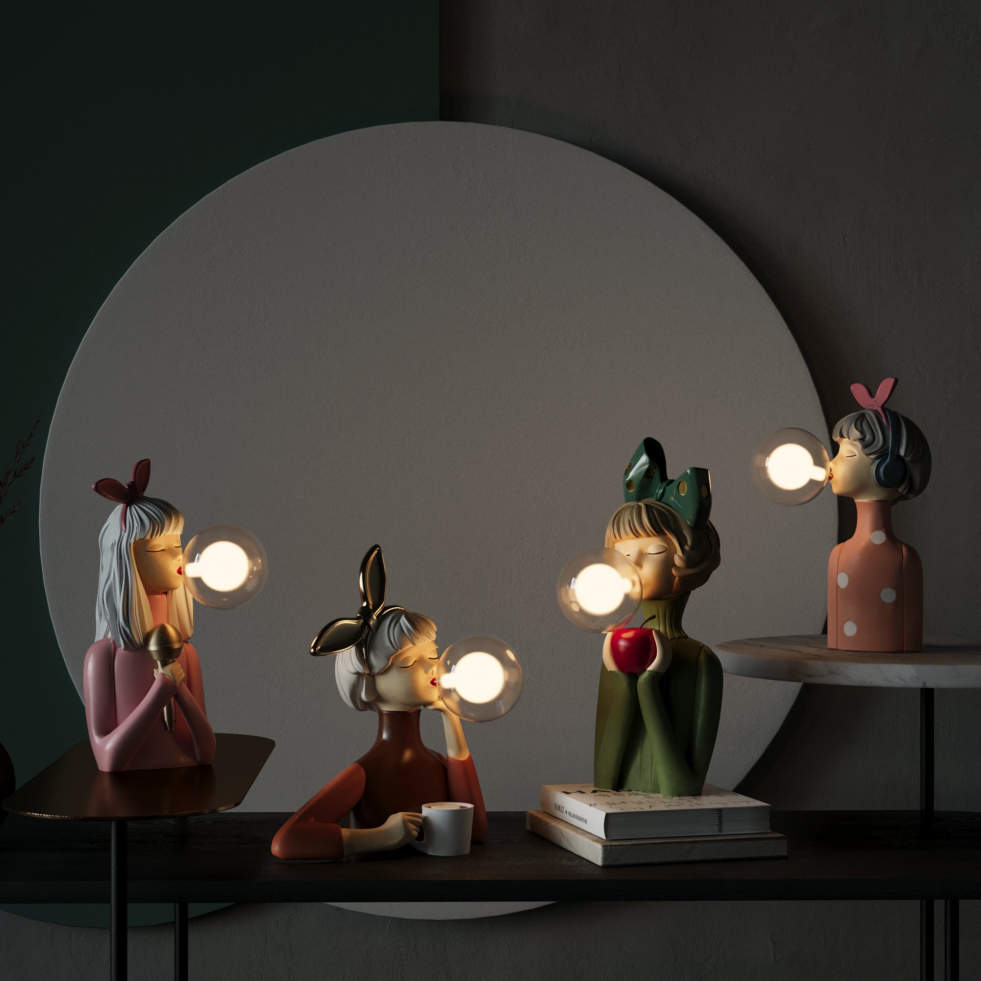 Artisan Sisters Table Lamp Elegant Handcrafted Wooden Base
