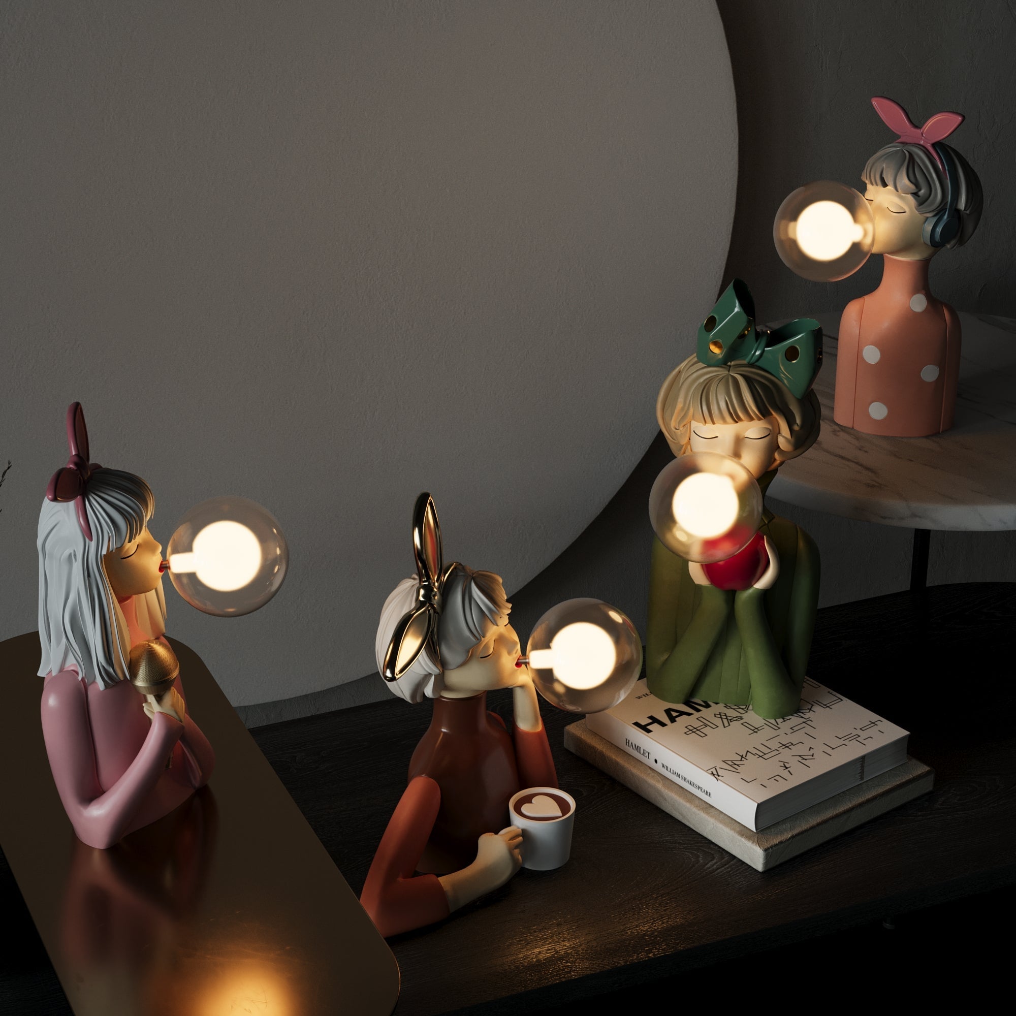 Artisan Sisters Table Lamp Elegant Handcrafted Wooden Base