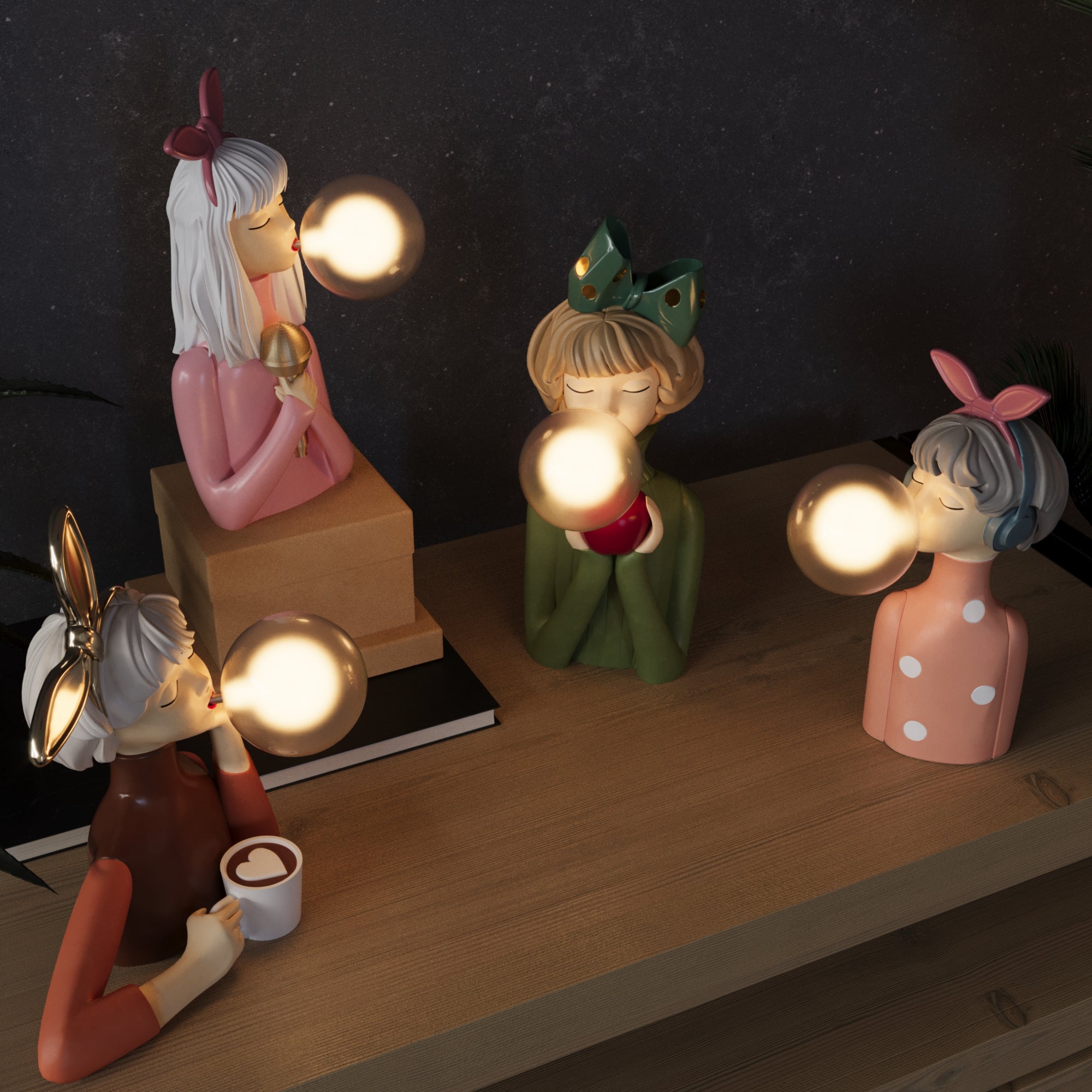 Artisan Sisters Table Lamp Elegant Handcrafted Wooden Base