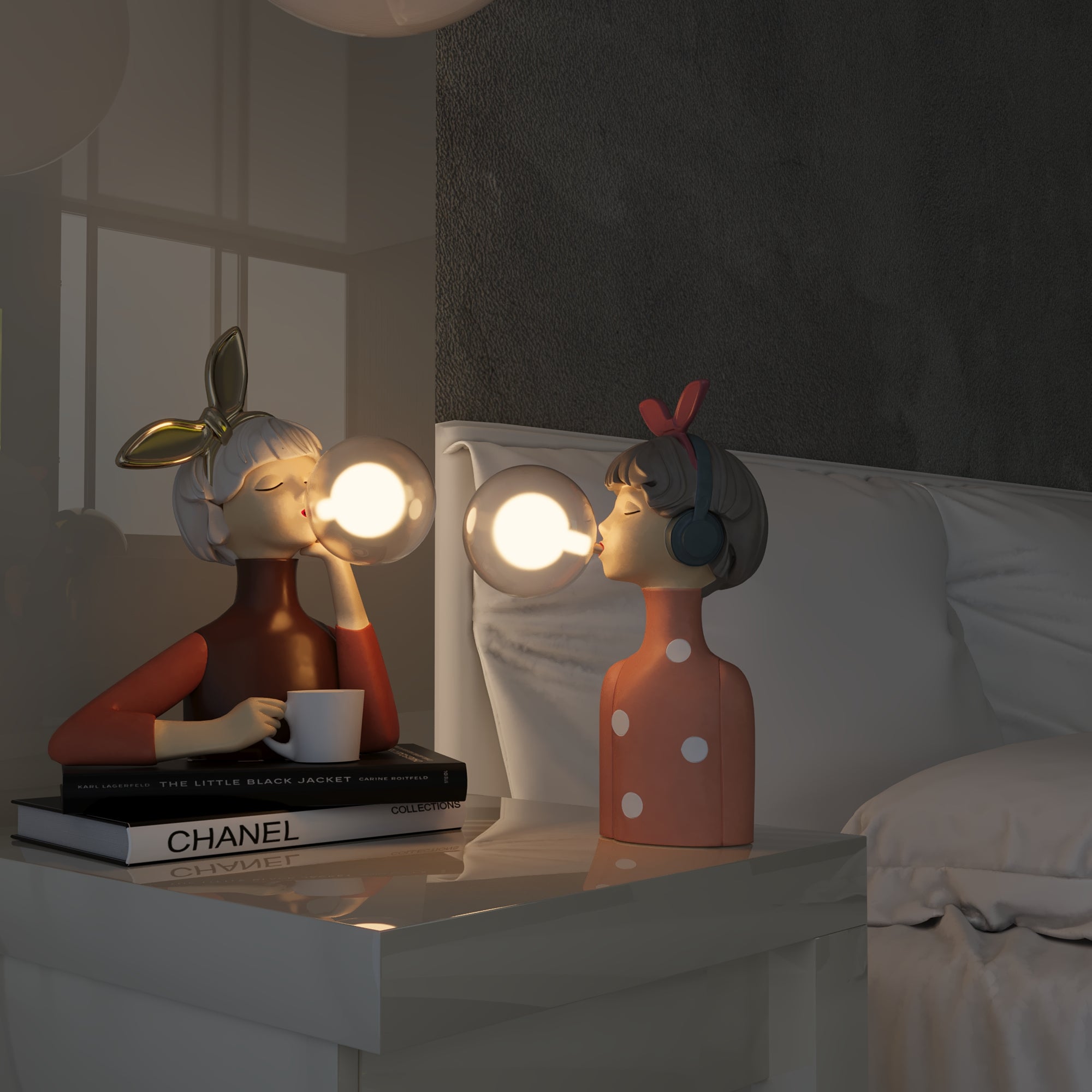 Artisan Sisters Table Lamp Elegant Handcrafted Wooden Base