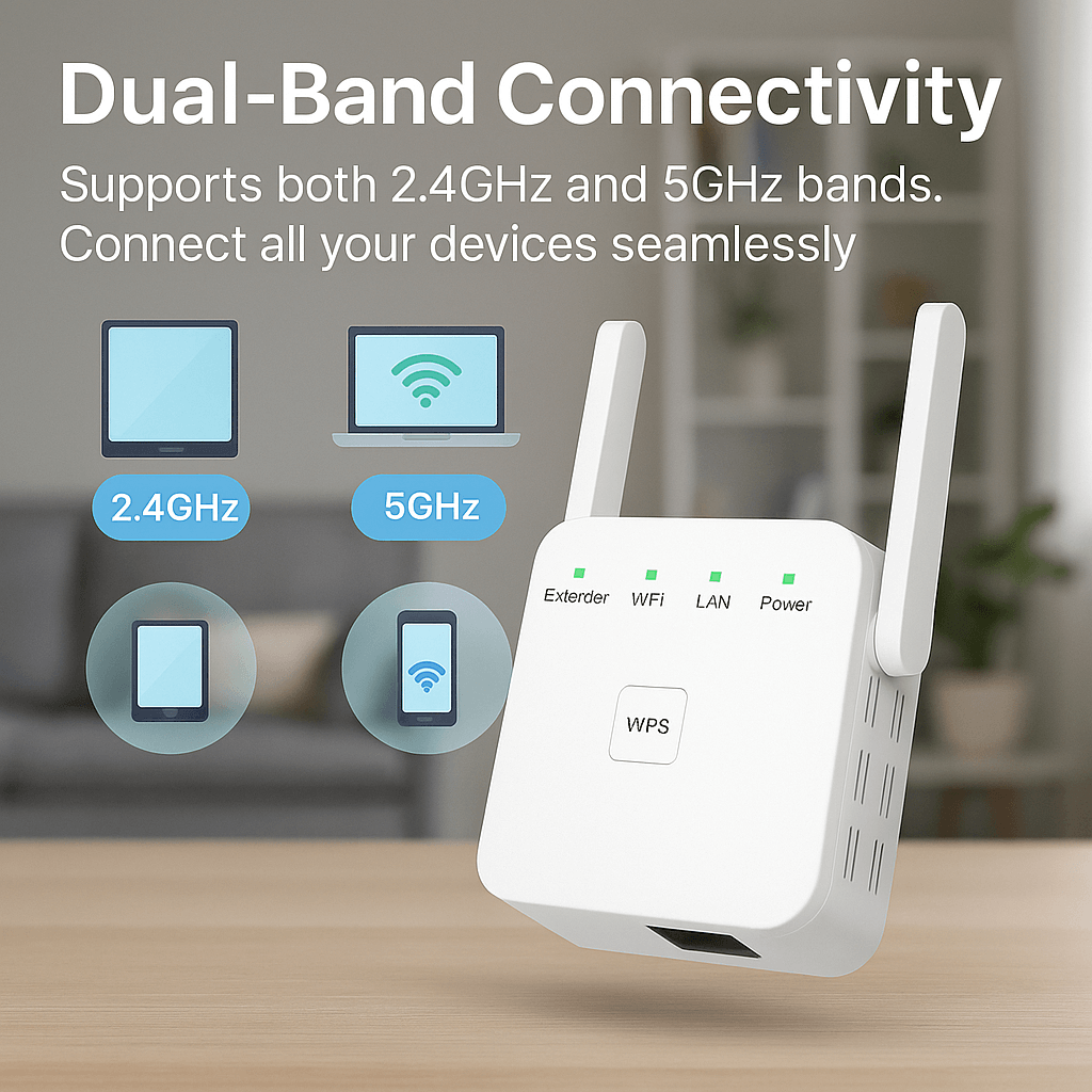 5G WiFi Extender Dual-Band Signal Extender for Full Home Coverage