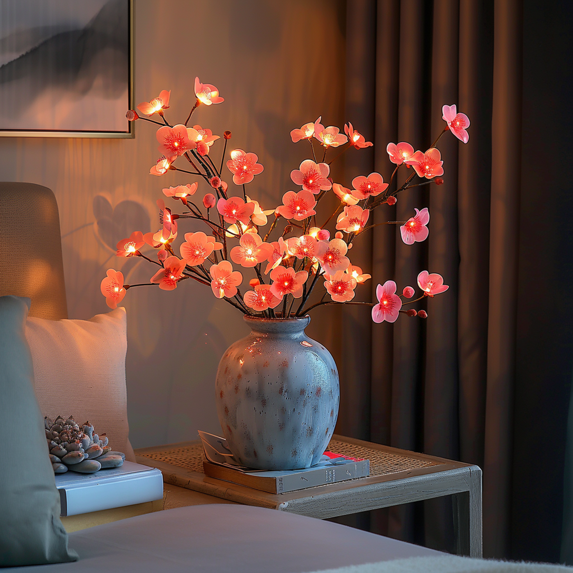 Fairy Light Olive Branch Table Lamps for Living Room
