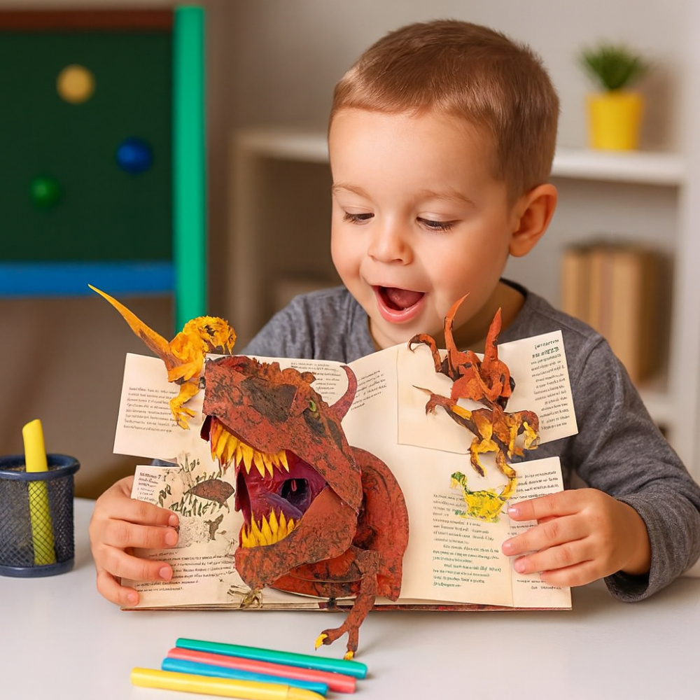 Kids Dinosaur Pop-Up Book 3D Educational Prehistoric Learning Guide