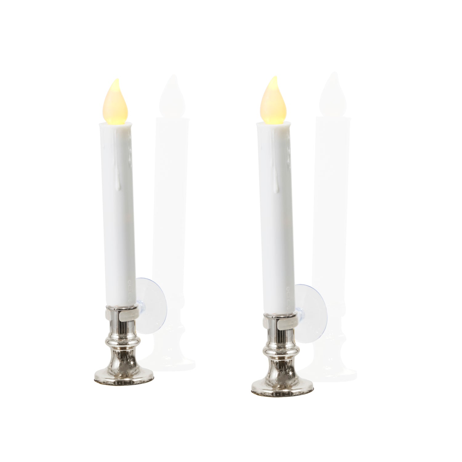 Set of eight LED candles with silver-colored base