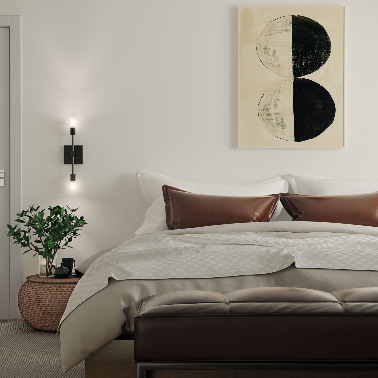 Wall lamp with double fitting and matte black finish