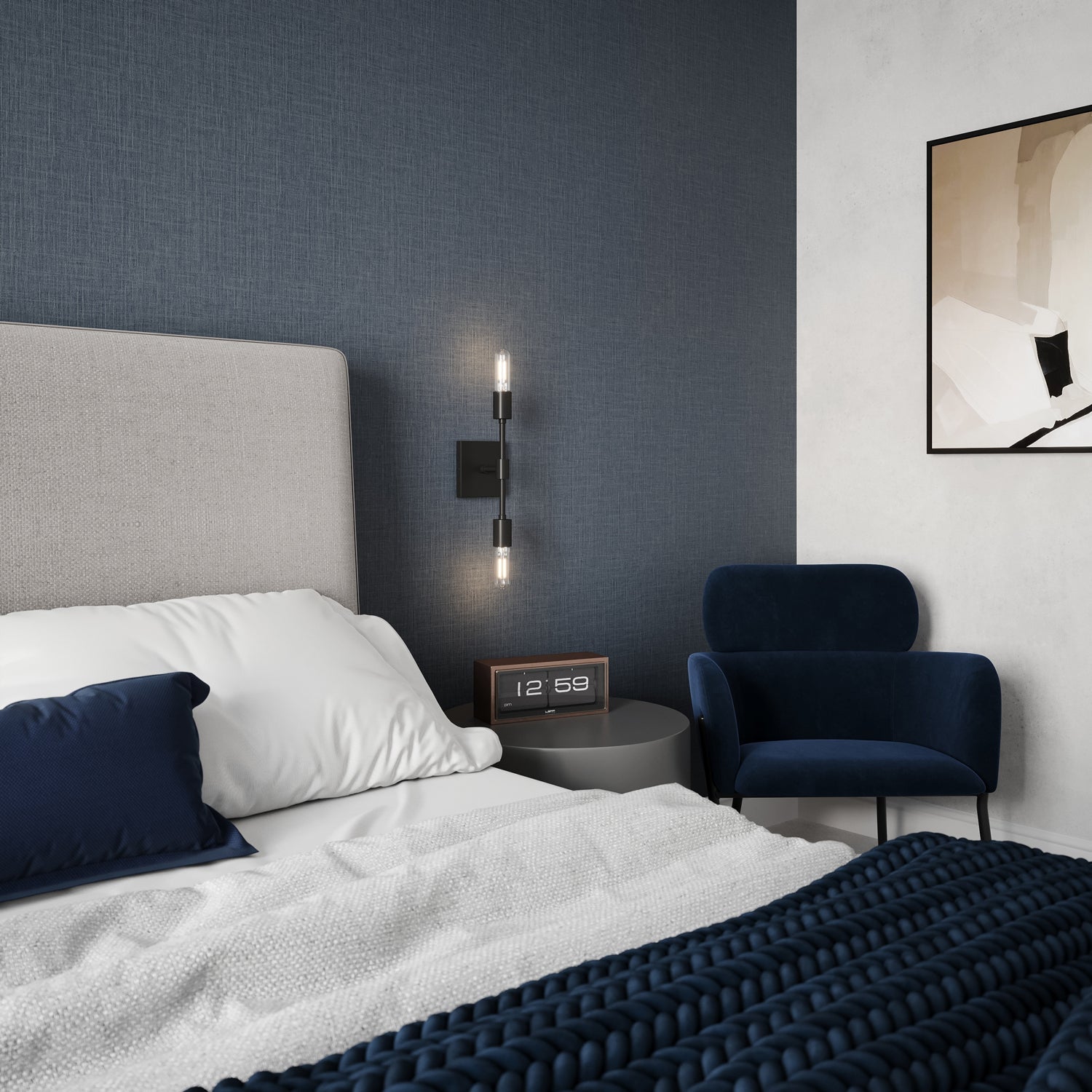 Wall lamp with double fitting and matte black finish