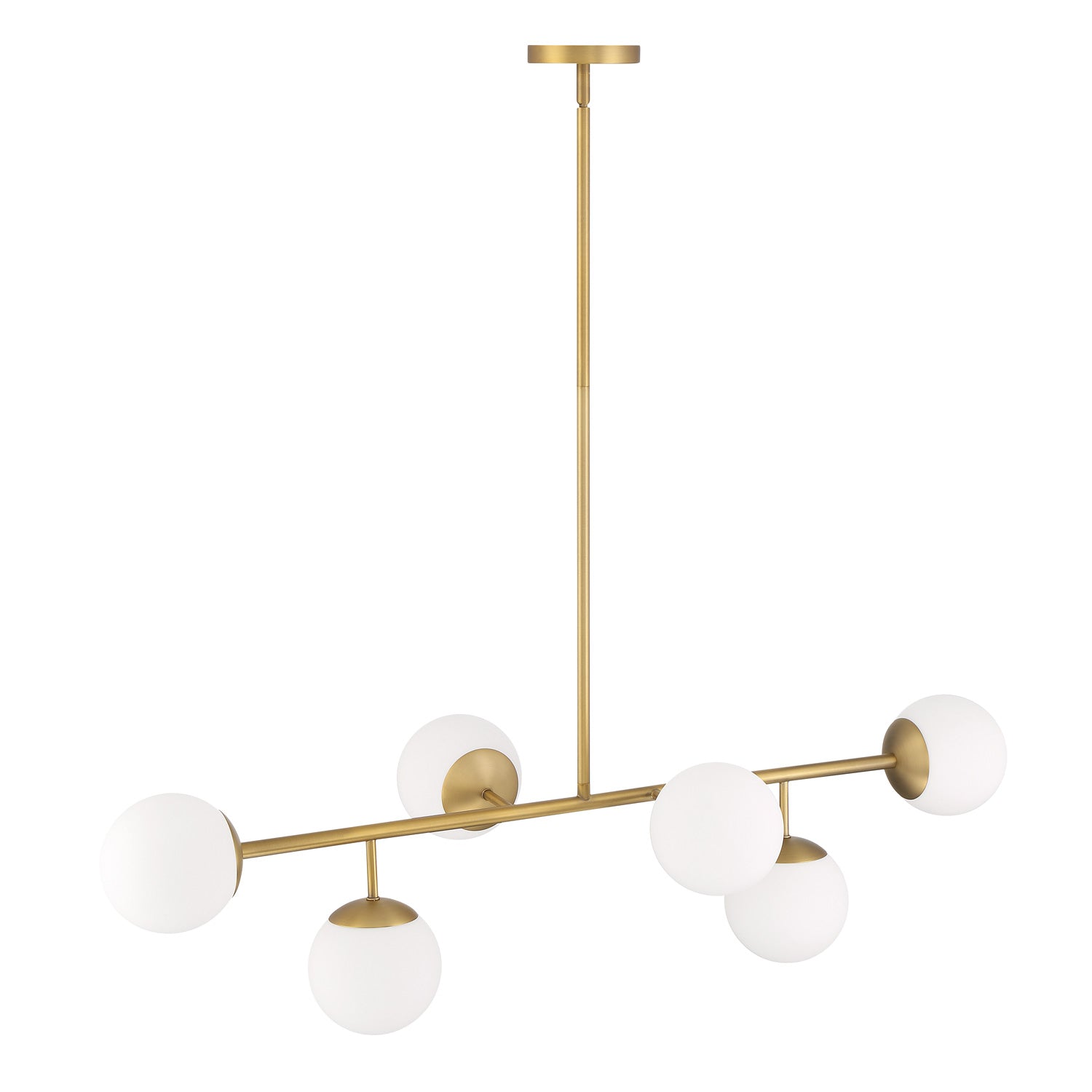 Hanglamp met zes bollen en metalen accenten