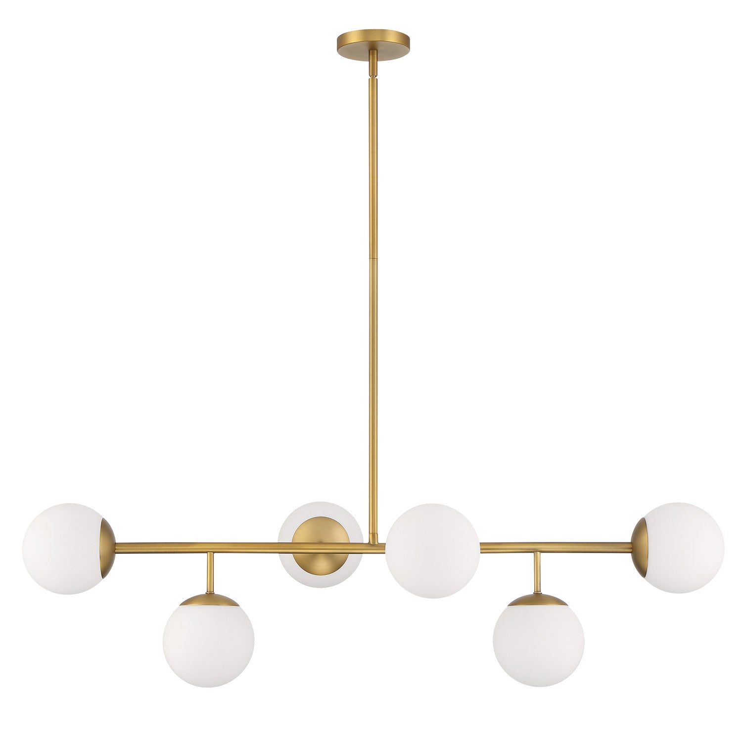 Hanglamp met zes bollen en metalen accenten