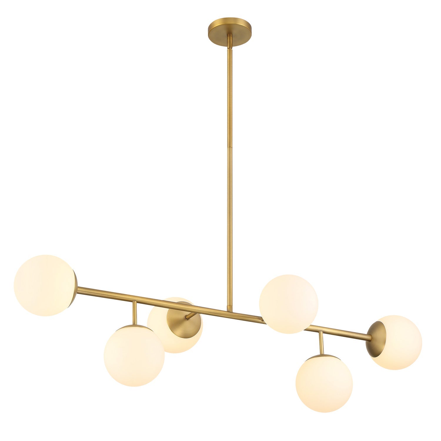 Hanglamp met zes bollen en metalen accenten