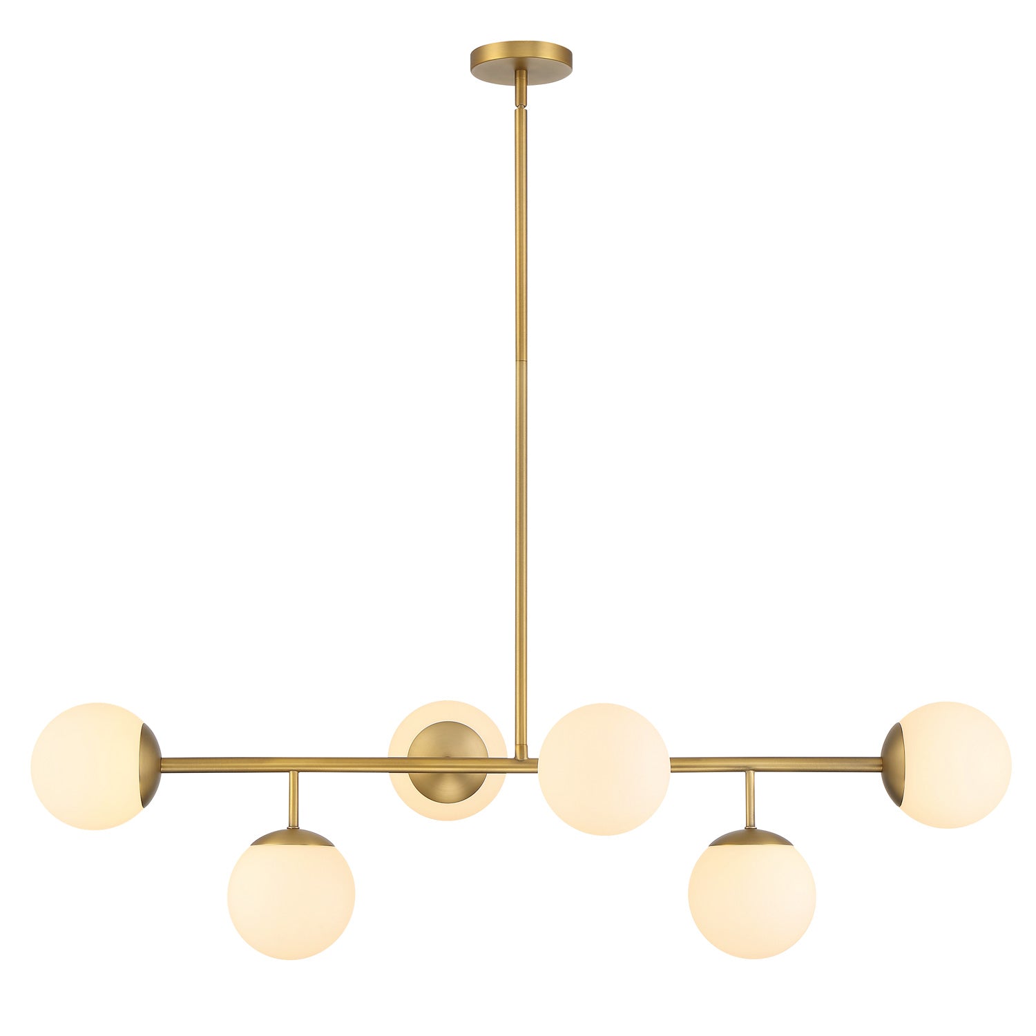 Hanglamp met zes bollen en metalen accenten