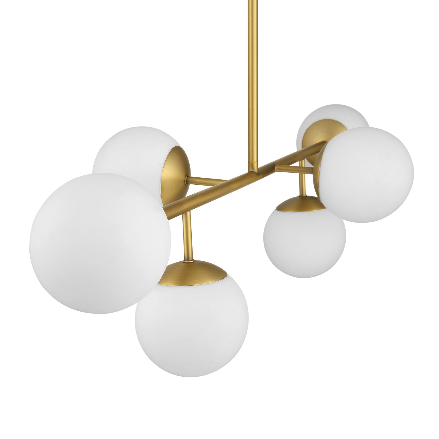 Hanglamp met zes bollen en metalen accenten