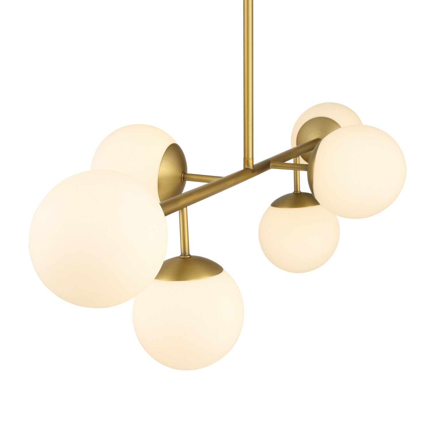 Hanglamp met zes bollen en metalen accenten