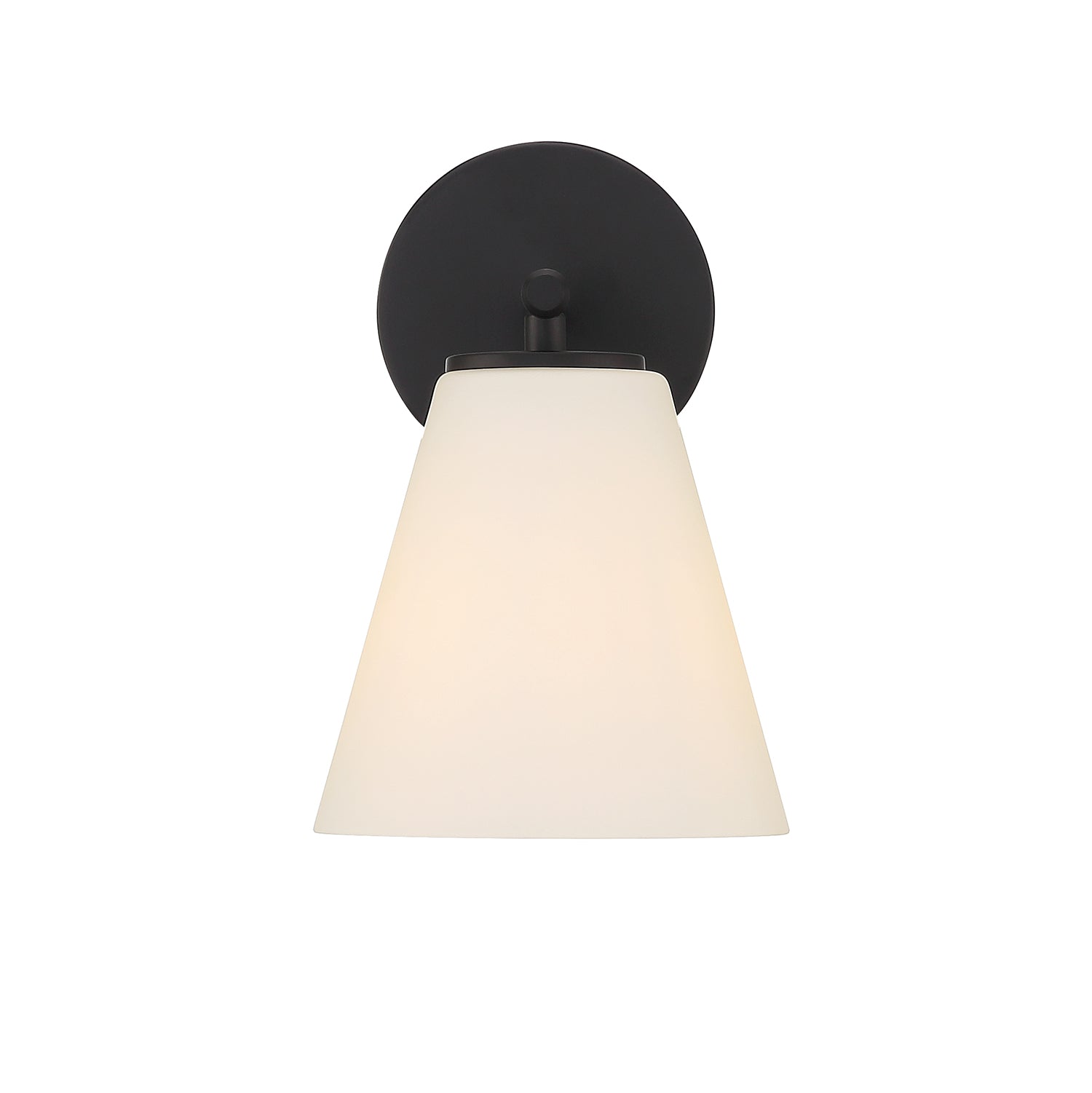 Wall lamp with matte black finish and opal glass