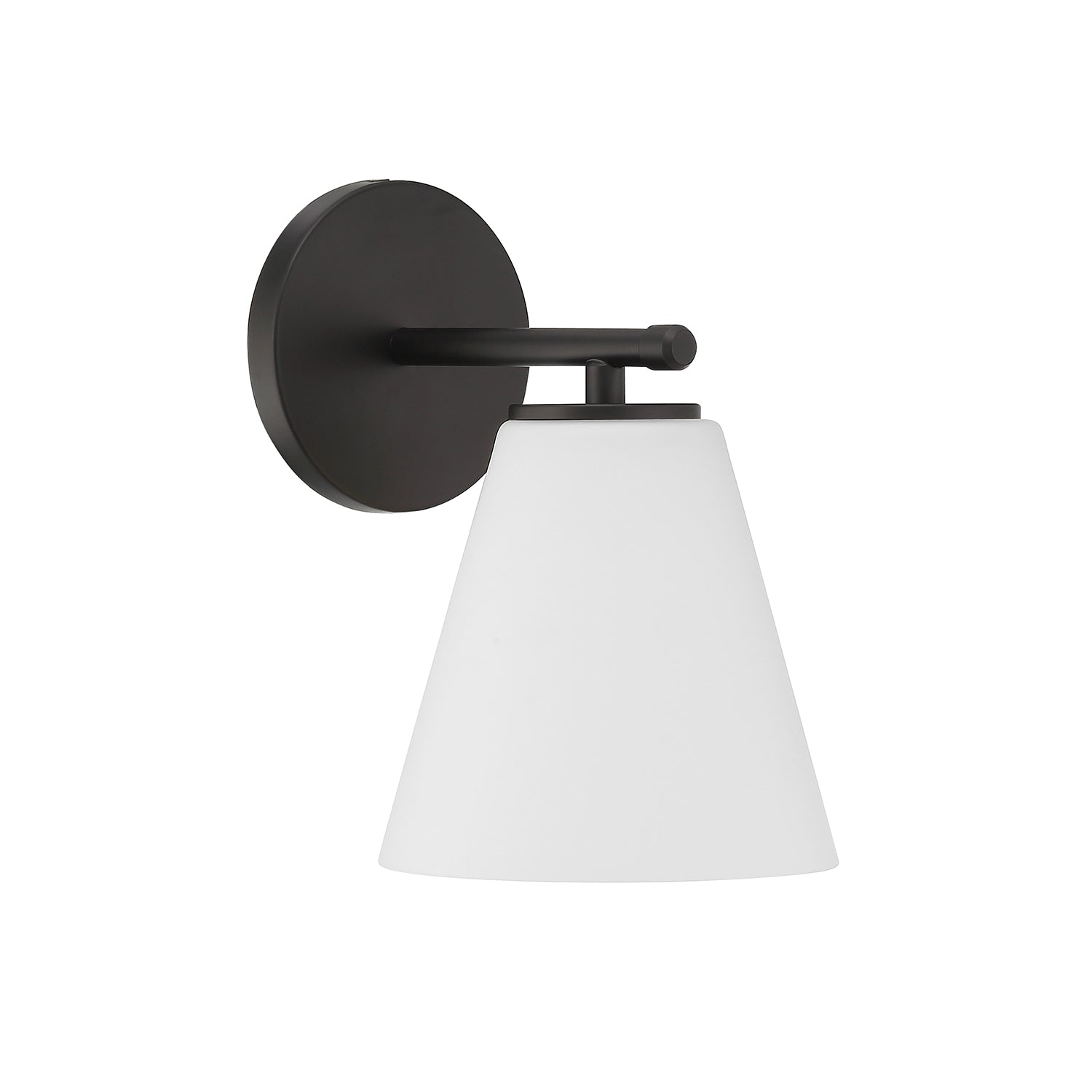 Wall lamp with matte black finish and opal glass