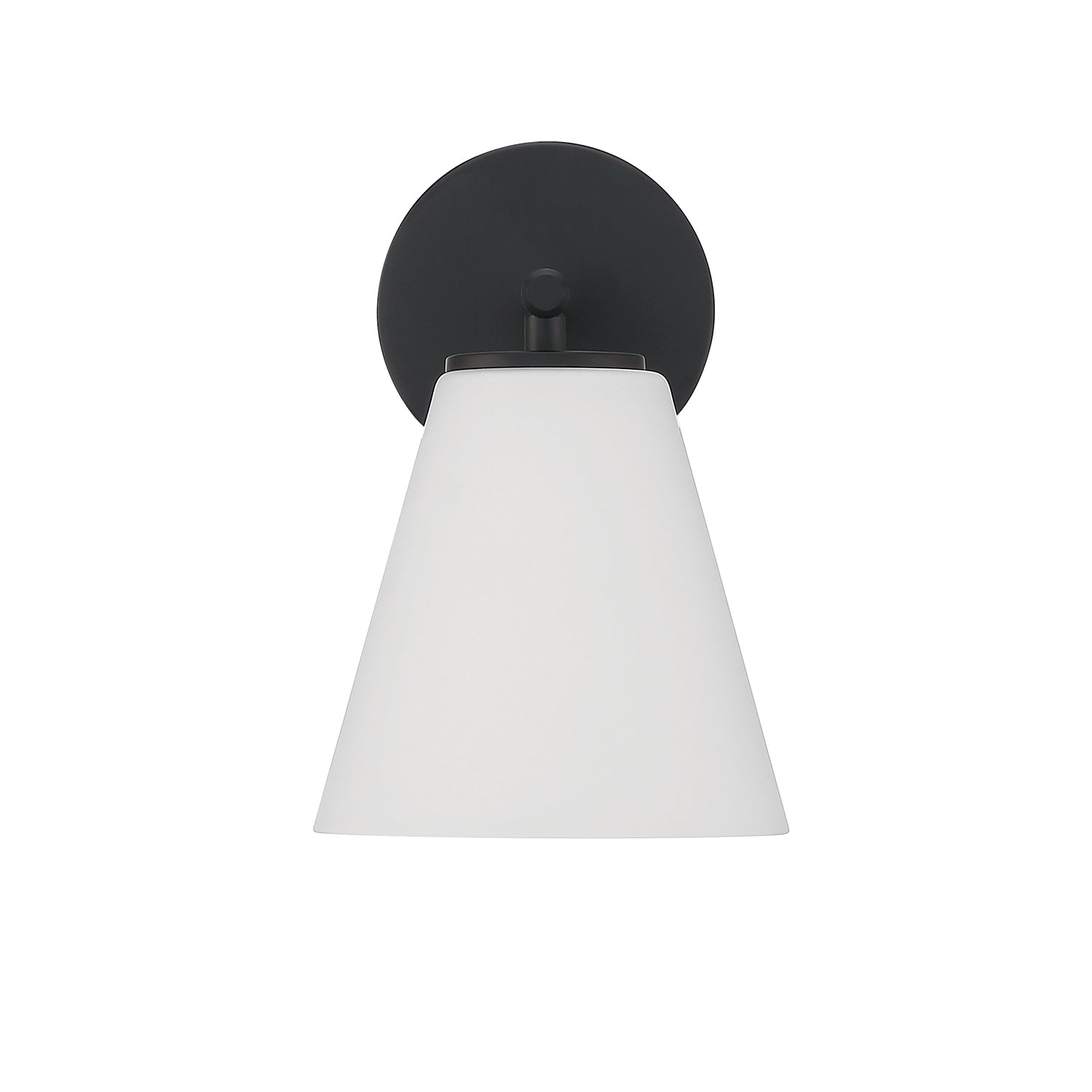 Wall lamp with matte black finish and opal glass