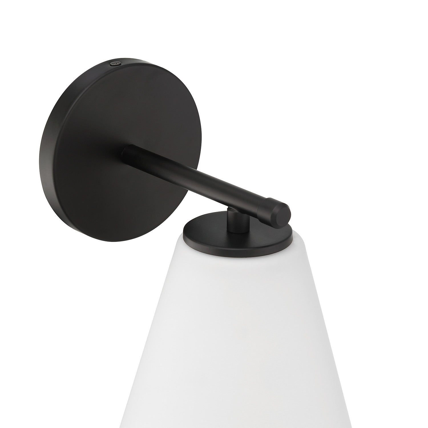 Wall lamp with matte black finish and opal glass