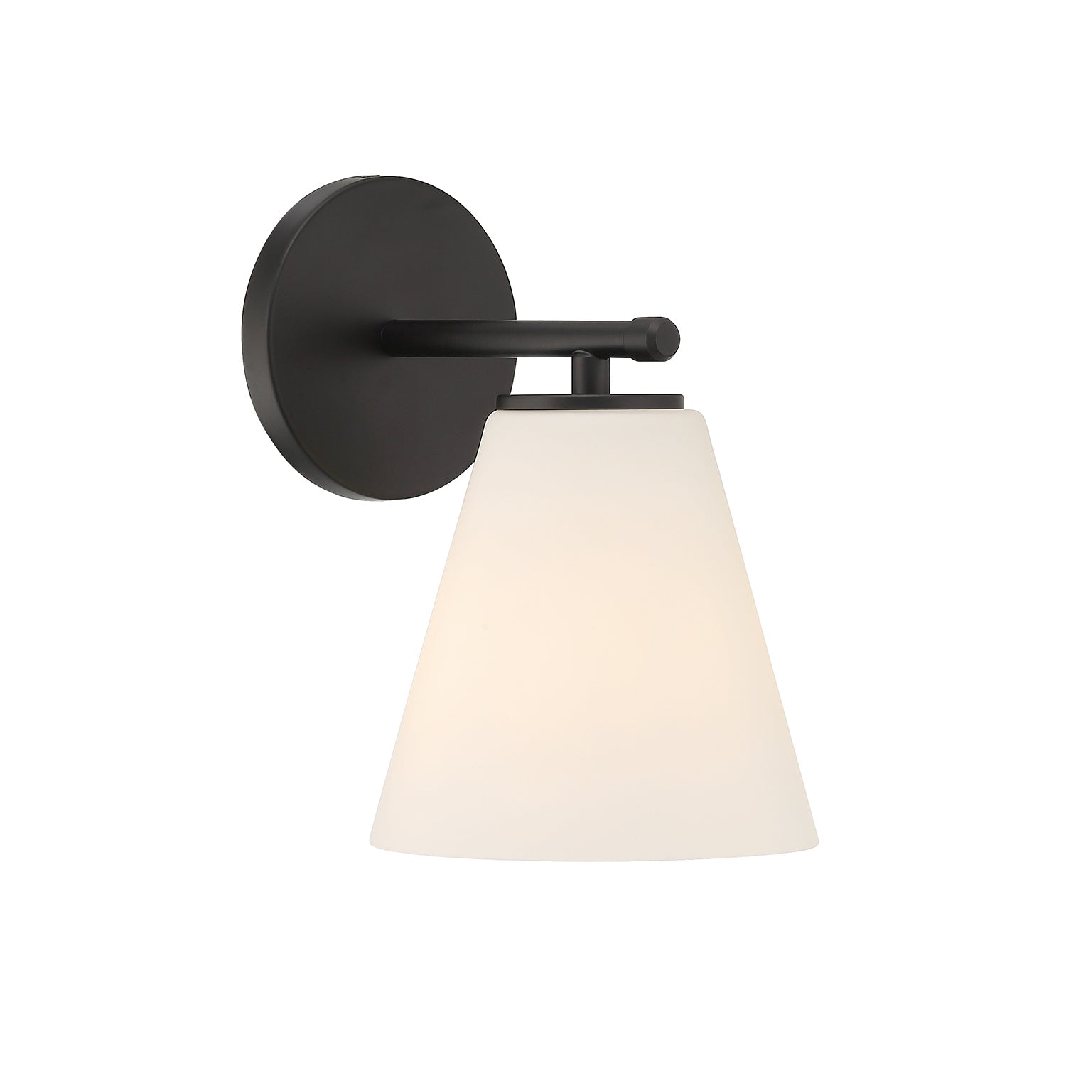 Wall lamp with matte black finish and opal glass
