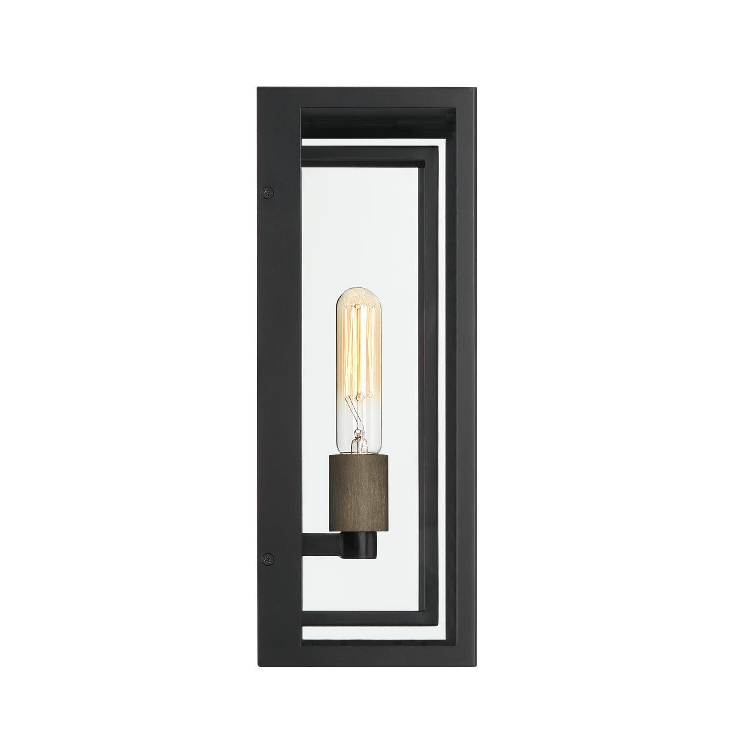 Wall lamp with double frame and glass finish